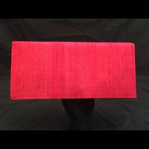 Red raw Cambodian silk clutch (handmade)